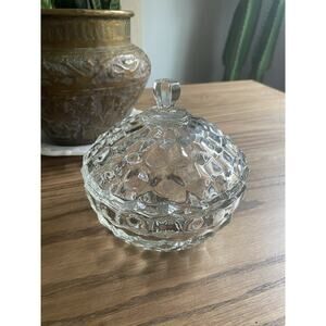 Vintage Fostoria American Cubist Lidded Candy Dish Covered Dish